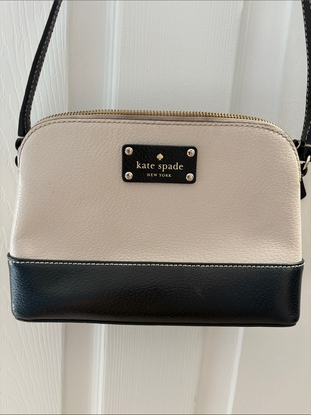 kate spade Two-Tone Cream and Black Crossbody Dome Bag